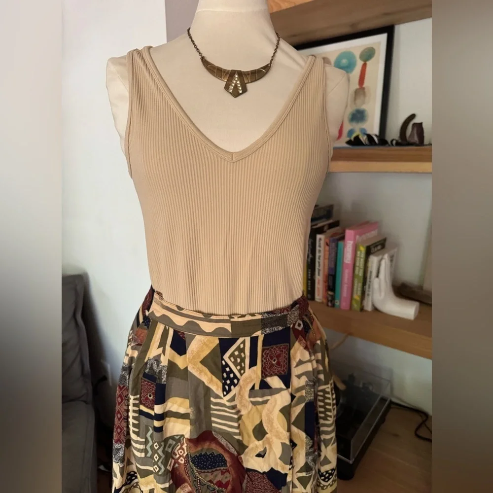 80’s 90’s Vintage Geometric Patterned Pull On Skirt - Picture 6 of 7